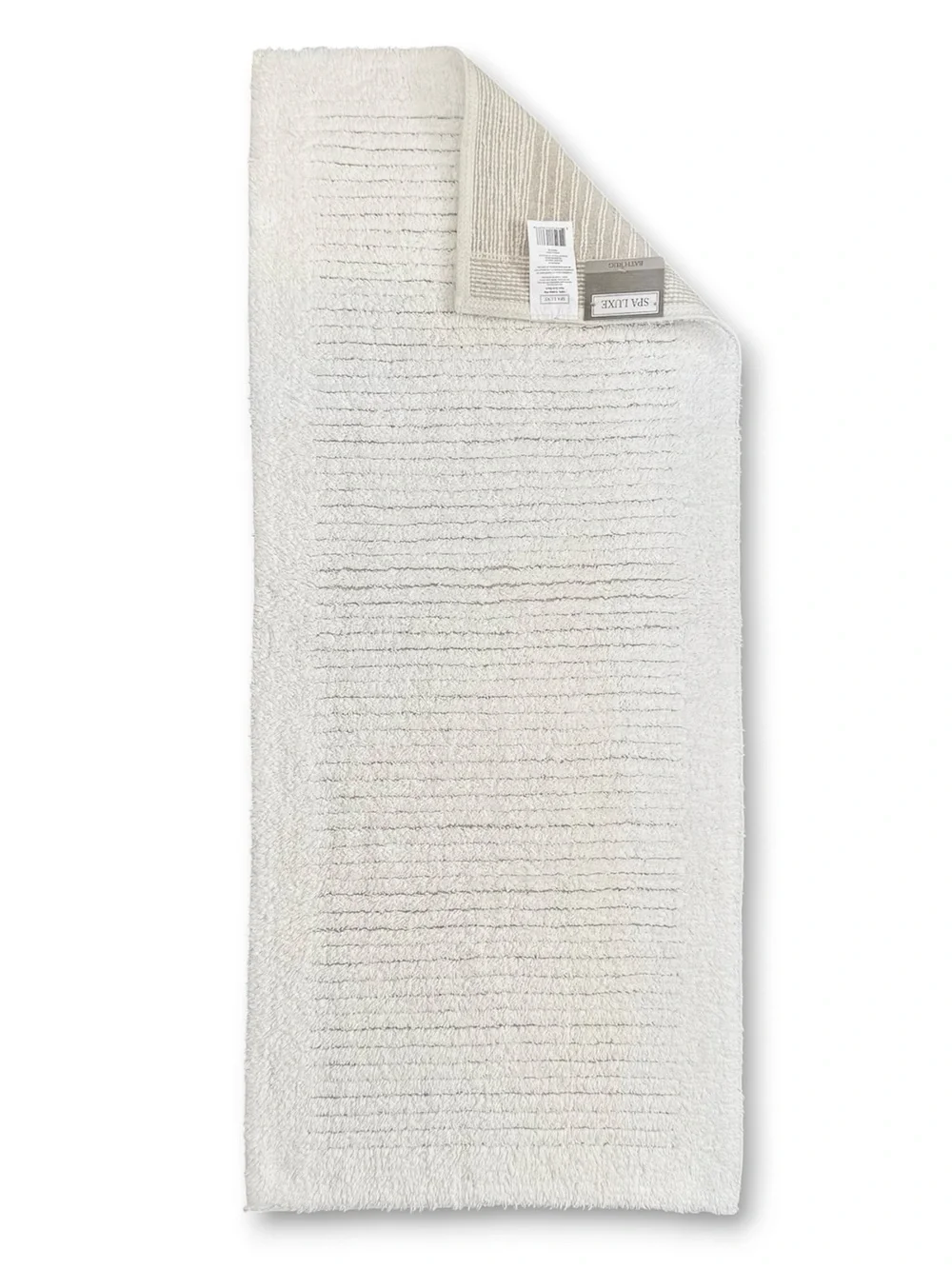 Spa Luxe Cotton Bath Runner Rug Ivory Striped Non-Skid 20 x 48 NWT